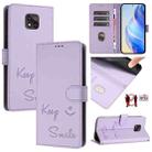 For Motorola Moto G Power 2021 Smile Embossing RFID Leather Phone Case(Light Purple) - 1