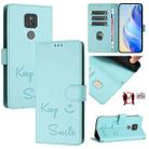 For Motorola Moto G Play 2021 Smile Embossing RFID Leather Phone Case(Mint Green) - 1