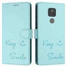 For Motorola Moto G Play 2021 Smile Embossing RFID Leather Phone Case(Mint Green) - 3