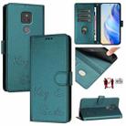 For Motorola Moto G Play 2021 Smile Embossing RFID Leather Phone Case(Peacock Green) - 1