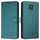 For Motorola Moto G Play 2021 Smile Embossing RFID Leather Phone Case(Peacock Green) - 3