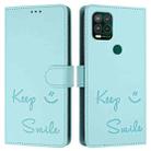 For Motorola Moto G Stylus 5G 2021 Smile Embossing RFID Leather Phone Case(Mint Green) - 3