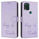 For Motorola Moto G Stylus 5G 2021 Smile Embossing RFID Leather Phone Case(Light Purple) - 3