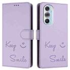 For Motorola Edge+ 2022 Smile Embossing RFID Leather Phone Case(Light Purple) - 3