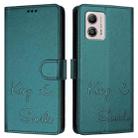 For Motorola Moto G53Y 5G/G53J 5G Smile Embossing RFID Leather Phone Case(Peacock Green) - 3