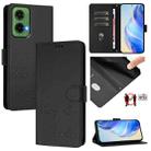 For Motorola Moto G35 Smile Embossing RFID Leather Phone Case(Black) - 1