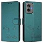 For Motorola Moto G55 Smile Embossing RFID Leather Phone Case(Peacock Green) - 3