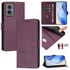 For Motorola Moto G55 Smile Embossing RFID Leather Phone Case(Violet) - 1