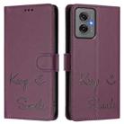 For Motorola Moto G55 Smile Embossing RFID Leather Phone Case(Violet) - 3