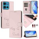 For Motorola Moto G75 5G Smile Embossing RFID Leather Phone Case(Pink) - 1