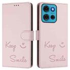 For Motorola Moto G75 5G Smile Embossing RFID Leather Phone Case(Pink) - 3