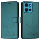 For Motorola Moto G75 5G Smile Embossing RFID Leather Phone Case(Peacock Green) - 3