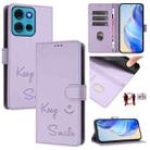 For Motorola Moto G75 5G Smile Embossing RFID Leather Phone Case(Light Purple) - 1