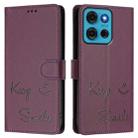 For Motorola Moto G75 5G Smile Embossing RFID Leather Phone Case(Violet) - 3