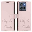 For Motorola Edge 50 Neo Smile Embossing RFID Leather Phone Case(Pink) - 3