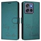 For Motorola Edge 50 Neo Smile Embossing RFID Leather Phone Case(Peacock Green) - 3