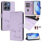 For Motorola Edge 50 Neo Smile Embossing RFID Leather Phone Case(Light Purple) - 1