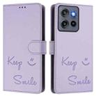 For Motorola Edge 50 Neo Smile Embossing RFID Leather Phone Case(Light Purple) - 3