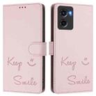 For Motorola Moto G05 Smile Embossing RFID Leather Phone Case(Pink) - 3