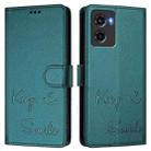 For Motorola Moto G05 Smile Embossing RFID Leather Phone Case(Peacock Green) - 3