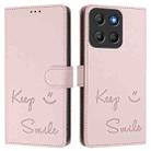 For Motorola Moto G15 Smile Embossing RFID Leather Phone Case(Pink) - 3