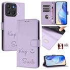 For Motorola Moto G15 Smile Embossing RFID Leather Phone Case(Light Purple) - 1