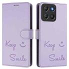 For Motorola Moto G15 Smile Embossing RFID Leather Phone Case(Light Purple) - 3