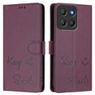 For Motorola Moto G15 Smile Embossing RFID Leather Phone Case(Violet) - 3