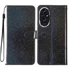 For Honor 200 Glitter Powder Flip Leather Phone Case(Black) - 1