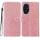 For Honor 200 Glitter Powder Flip Leather Phone Case(Rose Gold) - 1