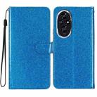 For Honor 200 Glitter Powder Flip Leather Phone Case(Blue) - 1