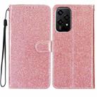 For Honor 200 Lite Global Glitter Powder Flip Leather Phone Case(Rose Gold) - 1