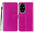 For Honor 200 Pro Glitter Powder Flip Leather Phone Case(Rose Red) - 1