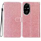 For Honor 200 Pro Glitter Powder Flip Leather Phone Case(Rose Gold) - 1