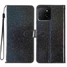 For Honor X5b 4G Glitter Powder Flip Leather Phone Case(Black) - 1