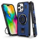 For iPhone 16 Pro Max Ring Holder Carbon Fiber PC Hybrid TPU Phone Case(Blue) - 1