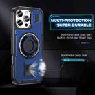 For iPhone 16 Pro Max Ring Holder Carbon Fiber PC Hybrid TPU Phone Case(Blue) - 3