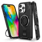 For iPhone 16 Pro Ring Holder Carbon Fiber PC Hybrid TPU Phone Case(Black) - 1