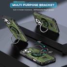 For iPhone 16 Pro Ring Holder Carbon Fiber PC Hybrid TPU Phone Case(Army Green) - 2