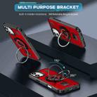 For iPhone 16 Plus Ring Holder Carbon Fiber PC Hybrid TPU Phone Case(Red) - 2