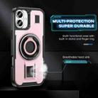 For iPhone 16 Plus Ring Holder Carbon Fiber PC Hybrid TPU Phone Case(Rose Gold) - 3