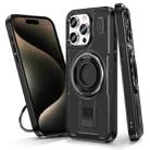 For iPhone 15 Pro Max Ring Holder Carbon Fiber PC Hybrid TPU Phone Case(Black) - 1