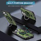 For iPhone 15 Pro Max Ring Holder Carbon Fiber PC Hybrid TPU Phone Case(Army Green) - 2