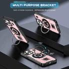 For iPhone 15 Pro Max Ring Holder Carbon Fiber PC Hybrid TPU Phone Case(Rose Gold) - 2