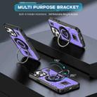 For iPhone 15 Pro Max Ring Holder Carbon Fiber PC Hybrid TPU Phone Case(Purple) - 2