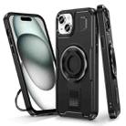 For iPhone 15 Plus / 14 Plus Ring Holder Carbon Fiber PC Hybrid TPU Phone Case(Black) - 1