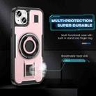 For iPhone 15 Ring Holder Carbon Fiber PC Hybrid TPU Phone Case(Rose Gold) - 3