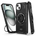 For iPhone 14 / 13 Ring Holder Carbon Fiber PC Hybrid TPU Phone Case(Black) - 1