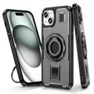 For iPhone 14 / 13 Ring Holder Carbon Fiber PC Hybrid TPU Phone Case(Grey) - 1