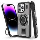 For iPhone 14 Pro Ring Holder Carbon Fiber PC Hybrid TPU Phone Case(Grey) - 1